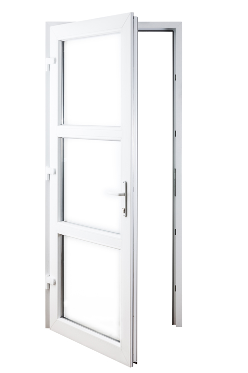 Porte ext. 3 verres transparante PVC blanc G 980x2180mm