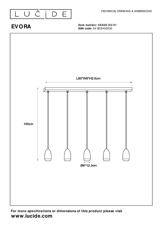 EVORA - Hanglamp - Ø 10 cm - 5xGU10 - Taupe