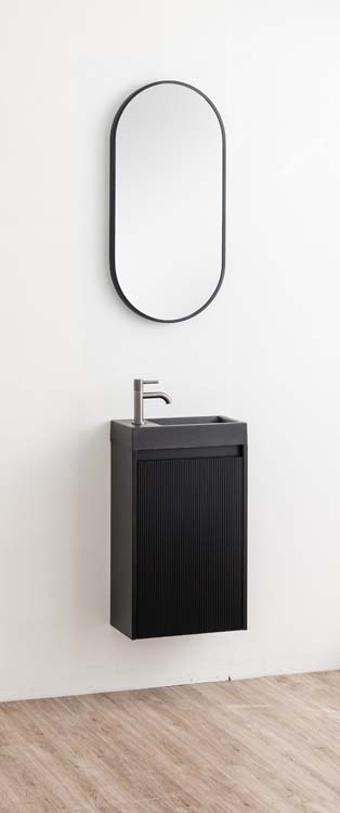 Meuble de toilette Windsor2  noir lavabo noir mat 400mm