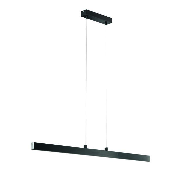 Suspension 1x LED 24W - Anthracite - Verre acryl