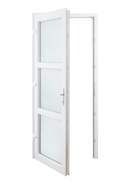 Porte extérieure 3 verres mat PVC blanc G 980x2180mm