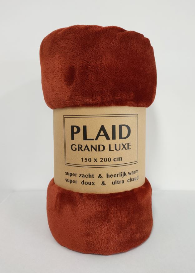 Plaid Grand Luxe terracotta 100% polyester 150 x 200 cm