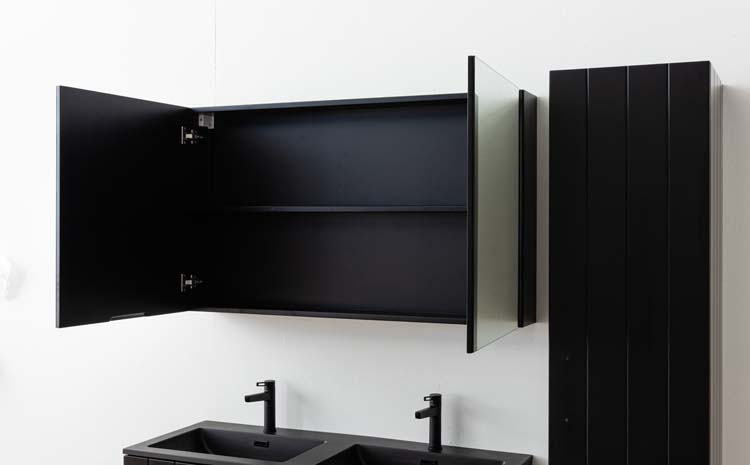 Meuble de salle de bain Jesper noir mat 1200 mm avec poignée noire