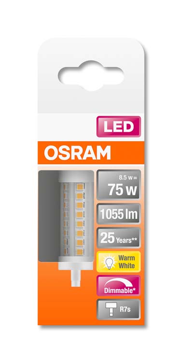 Lampe LED line78 R7s retrofit 8.5W blanc chaud dimmable