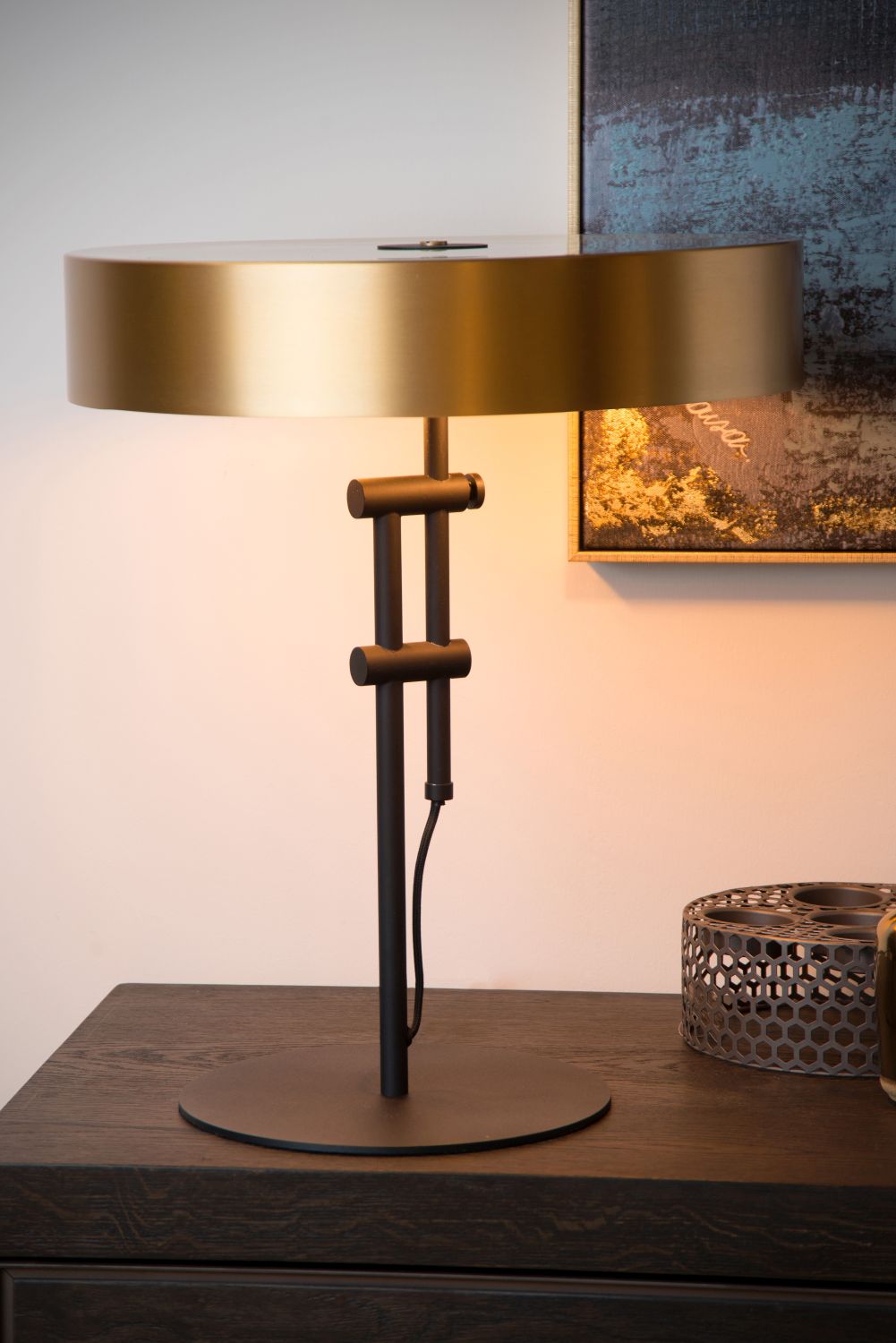 GIADA Lampe de Table 2x E27 /40W Noir Mat / Or