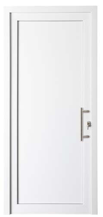 Porte ext. panneaux plein PVC blanc (budget) D 980x2180mm