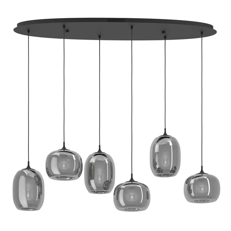 Lampe suspension - acier - dimmable 6x3.7W - lampe incl - noir