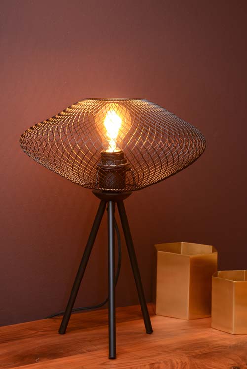 Tafellamp - Ø 30 cm - 1xE27 - Zwart - Ovaal