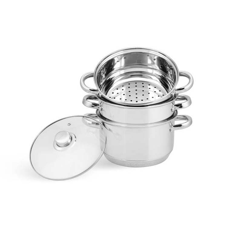 Ensemble casserole à vapeur 4 pièces D18 cm sol de 9 couches 3 marmite