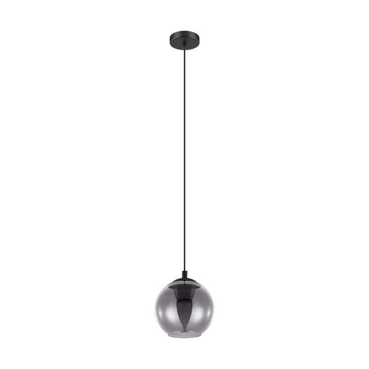 Hanglamp staal/glas - E27 - 40W - Zwart/transparant