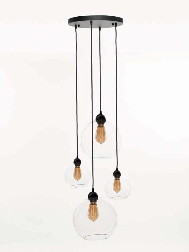 Hanglamp - zwart - 4 pendels - E27