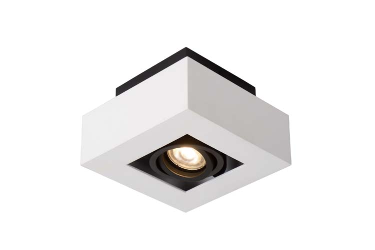 Spot plafond carré - LED - Dim to warm - GU10 - 5W 3000K/2200K - Blanc