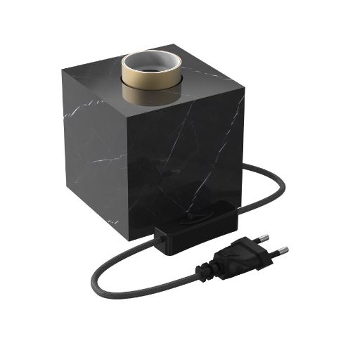 Lampe de table marbre noir carré E27 90x90x90 mm