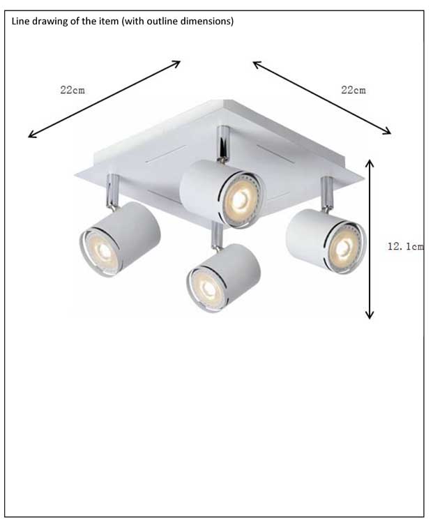 Lucide RILOU - Plafondspot - LED Dimb. - GU10 - 4x5W 3000K - Wit