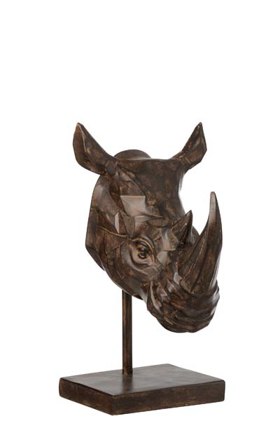 Rhinocéros polystone brun 22x31x43 cm