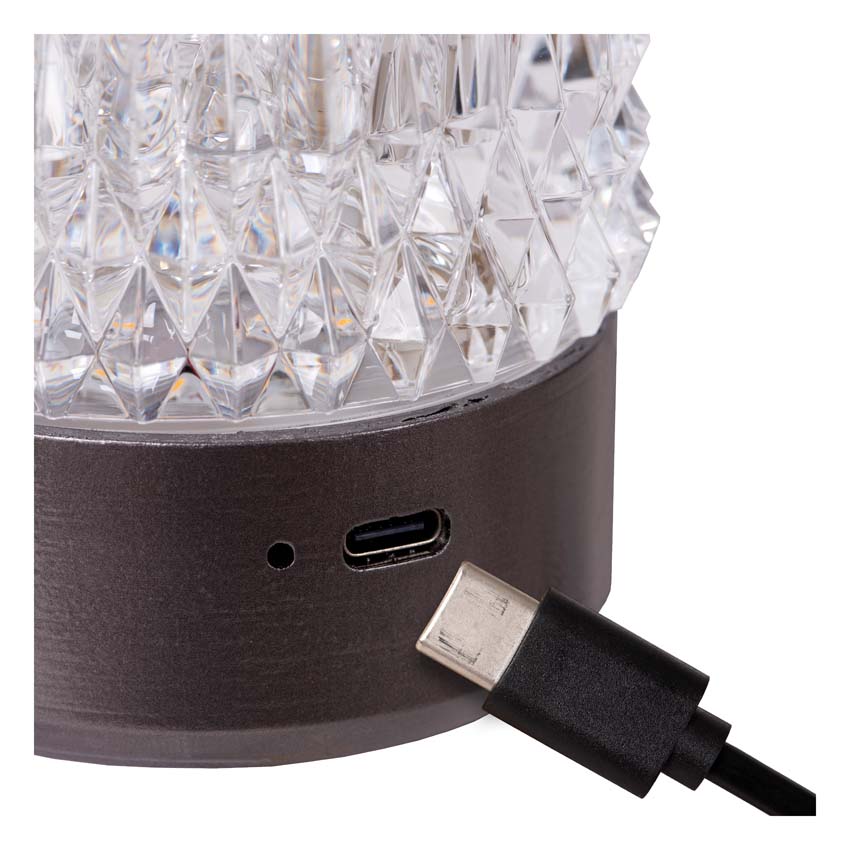 Lucide LILY - Lampe de table Rechargeable - Batterie/Piles - Ø 8 cm - LED Dim to warm - 1x3W 2700K/3000K - Canon Fusil - Ensemble de 3