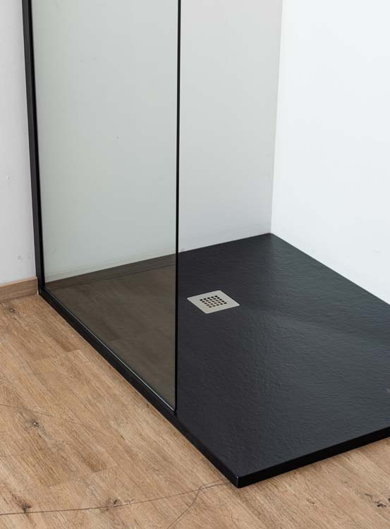 Douche de plain-pied Anais 87 x 200 cm verre transparant - noir