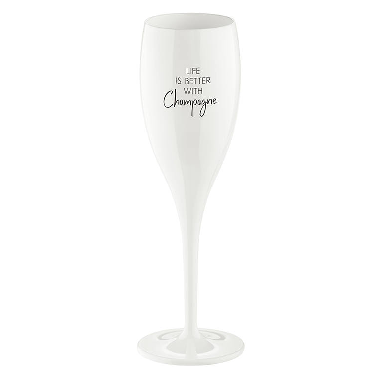Flute de champagne blanche Cheers Quote Life is better with champagne 