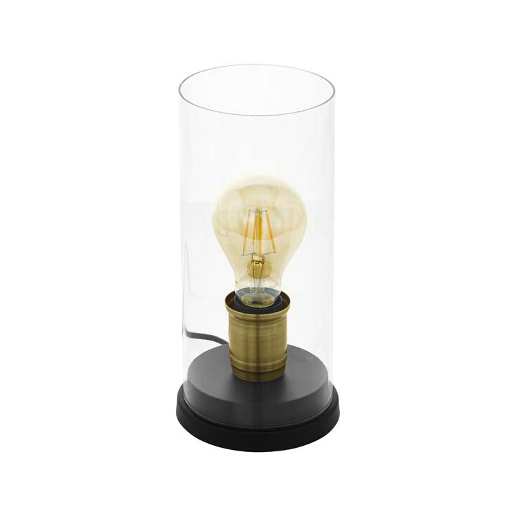 Tafellamp - H27,5cm - E27 - 60W - Zwart/brons/helder