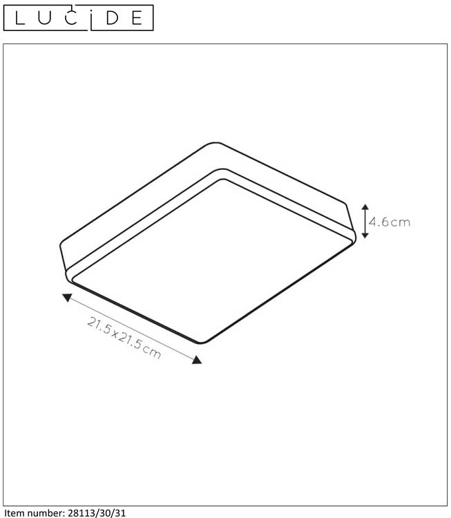 Lucide CERES-LED - Plafonnier Salle de bains - LED Dim. - 1x30W 3000K - IP44 - Blanc