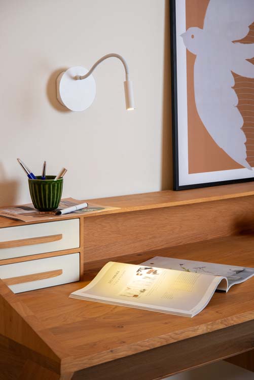 Lampe de chevet / Applique mural Rechargeable - Batterie/Piles - Ø 11 cm - LED - 1x2W 3000K - Magnétique - Blanc