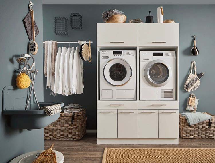 Armoires de machine à laver - Decowash - blanc - set 5 - 67,5X135X200