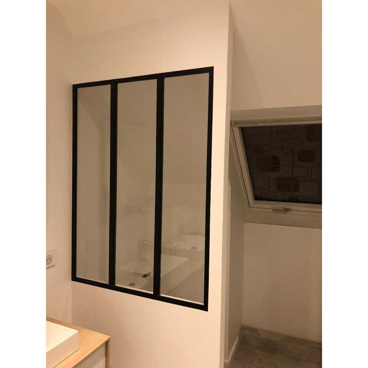 Verrière d'intérieur acier noir Tygo 2 vitrage 900 x 1000 mm