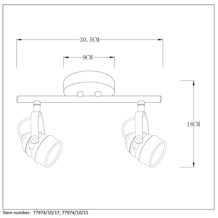 Lucide CIGAL - Plafondspot - Ø 9 cm - LED - GU10 - 2x5W 2700K - Koper