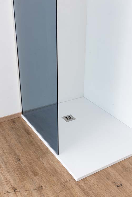Douche de plain-pied Anais 87 x 200 cm verre gris - chrome