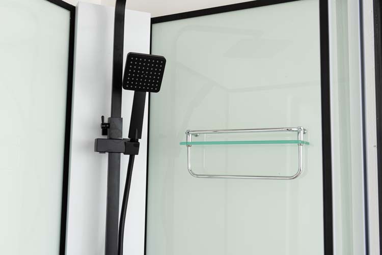 Cabine de douche Ava 120x90x226 droite noir/blanc avec set de douche