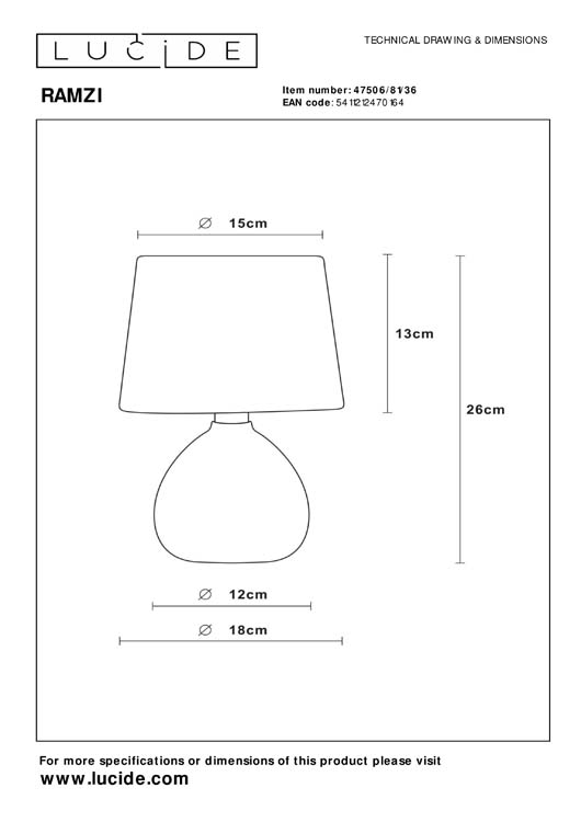 Tafellamp - E14 - H26CM - Grijs