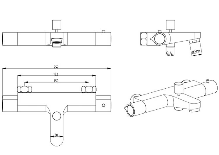 Badkraan thermostatisch Vincent chroom