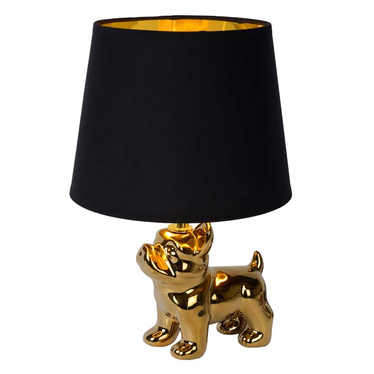 Tafellamp goud zwart hond h31.5cm excl lamp LED mogelijk
