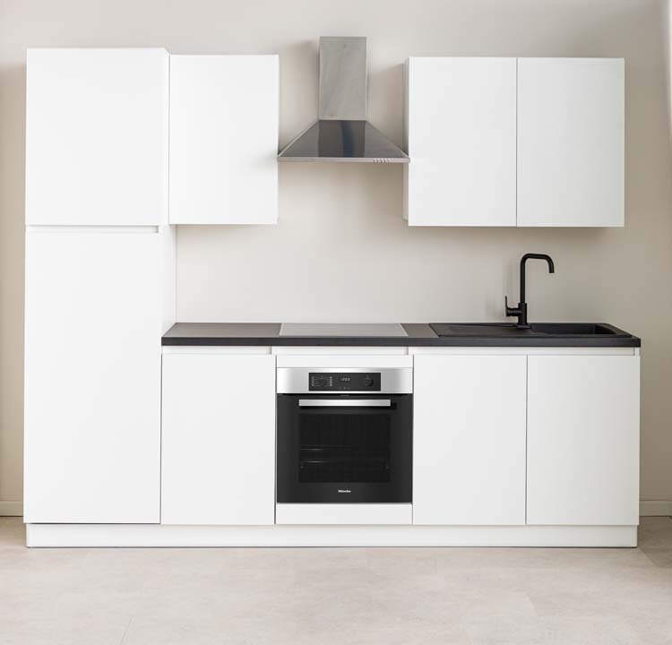 Cuisine Plenti 270cm - four en bas - avec appareils - blanche