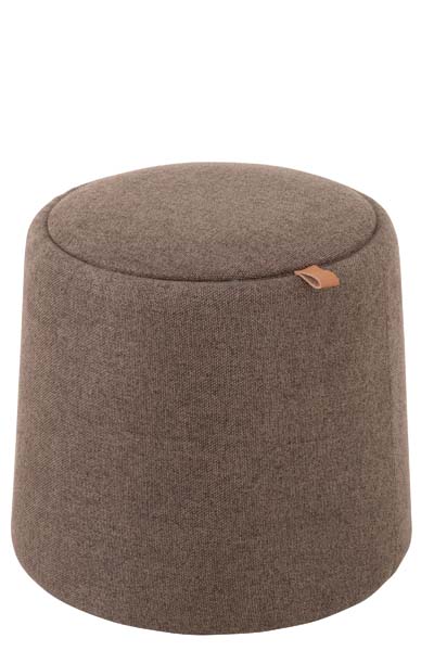 Pouf et table d'assis rond textile en bois gris 45x45x21 cm