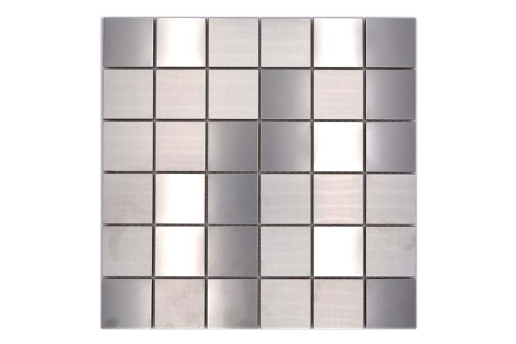 Mosaïque acier silver carré4 29,8 x 29,8 cm