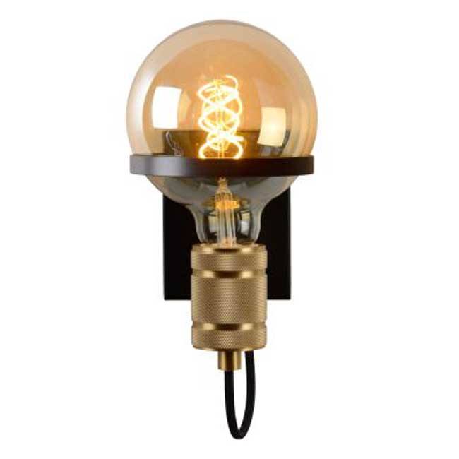Wandlamp mat zwart/mat goud excl lamp LED mogelijk E27