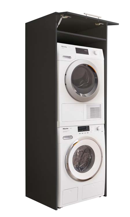 Wasmachine kast Decowash - voor 2 toestellen - antraciet - 67,5x200x67,5cm