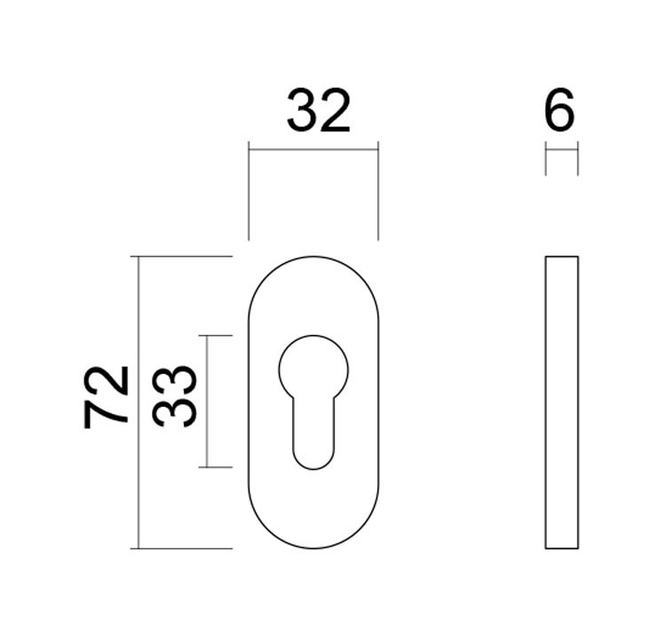 Veiligheidscylinderplaatje ovaal zwart