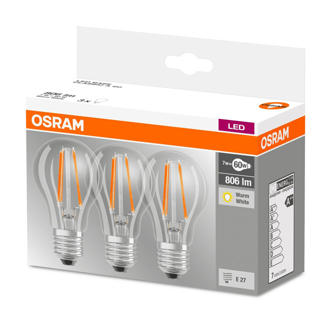 Lamp LED Osram filament classic model E27 7W 806 lumen