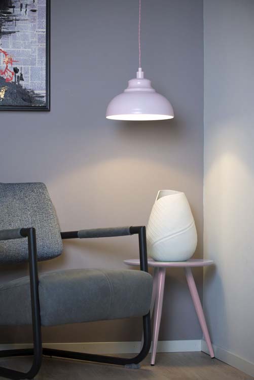 Lucide ISLA - Hanglamp - Ø 29 cm - 1xE14 - Roze