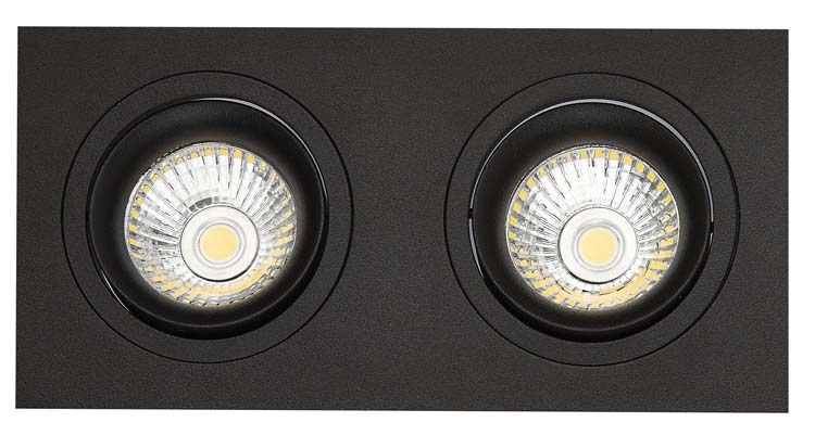 Spot encastré LED noir GU10 2x5W incl dimmable