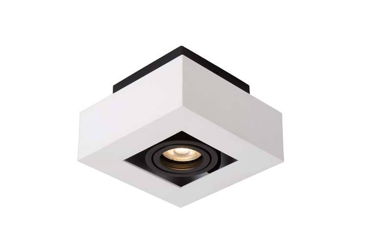 Spot plafond carré - LED - Dim to warm - GU10 - 5W 3000K/2200K - Blanc