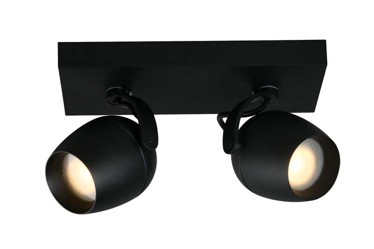 Spot plafond Salle de bains - 2xGU10 - IP44 - Noir