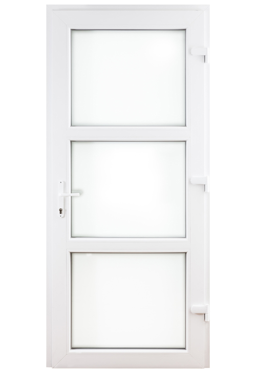 Porte extérieure 3 verre transparante PVC blanc D 980x2180mm