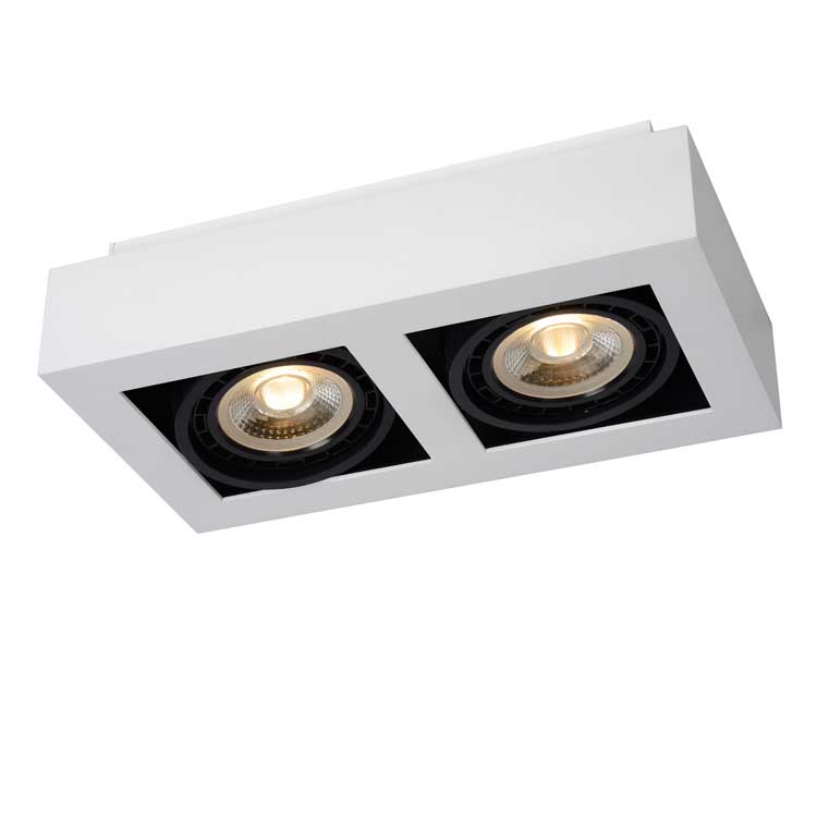 Lucide ZEFIX - Spot plafond - LED Dim to warm - GU10 - 2x12W 3000K/2200K - Blanc