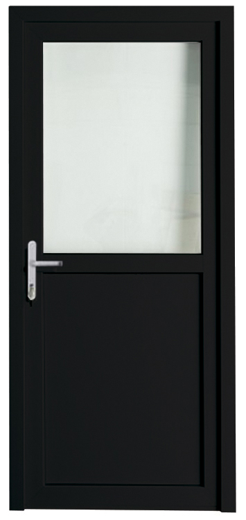 Porte extérieure pvc noire/blanche 980 x 2180 mm demi-vitrée 3D lux G