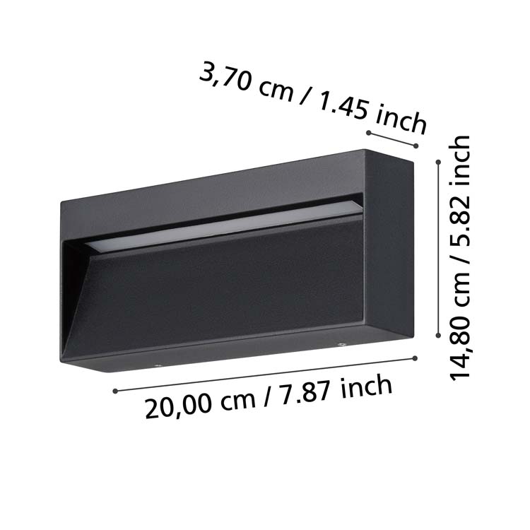 Applique extérieure Uggio LED rectangulaire noir 3000-6500K