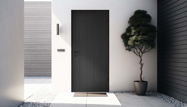 Porte extérieure meranti Duero verticale noir B 980 x H 2180 mm G