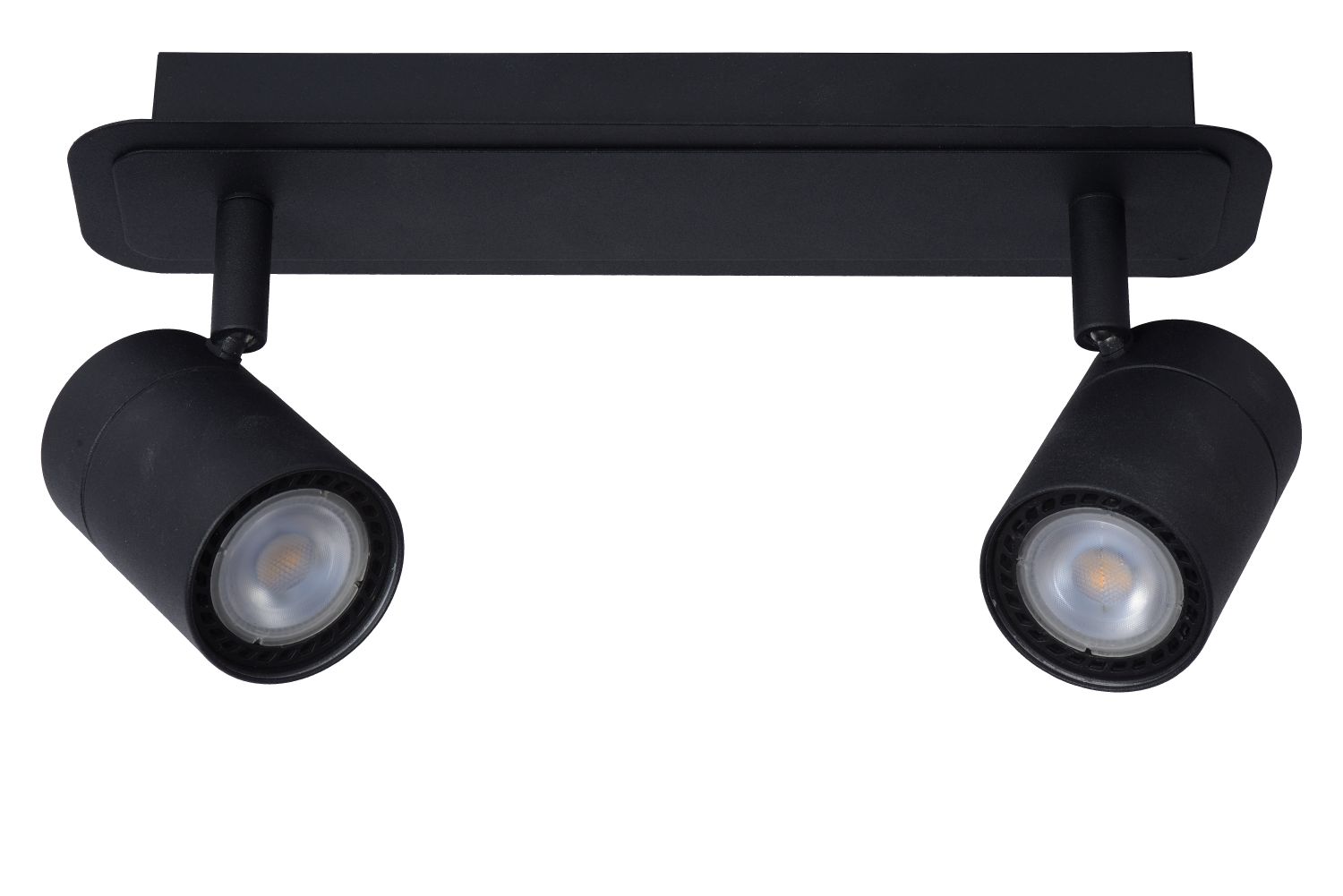 LENNERT - Spot plafond Salle de bains - LED Dim. - GU10 - 2x5W 3000K - IP44 - Noir